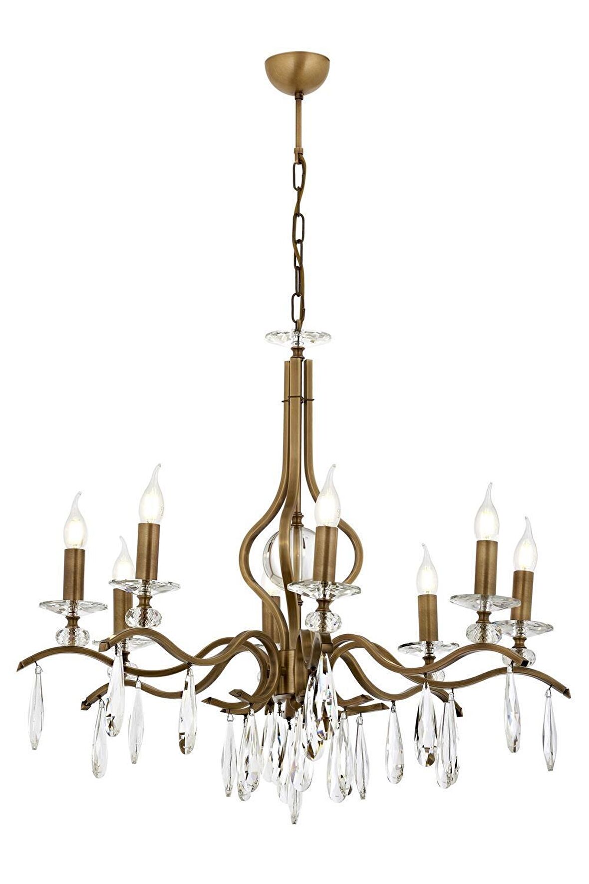AVONNI AV-60394-8E Eskitme Kaplama Klasik Avize E14 Metal Kristal 80cm