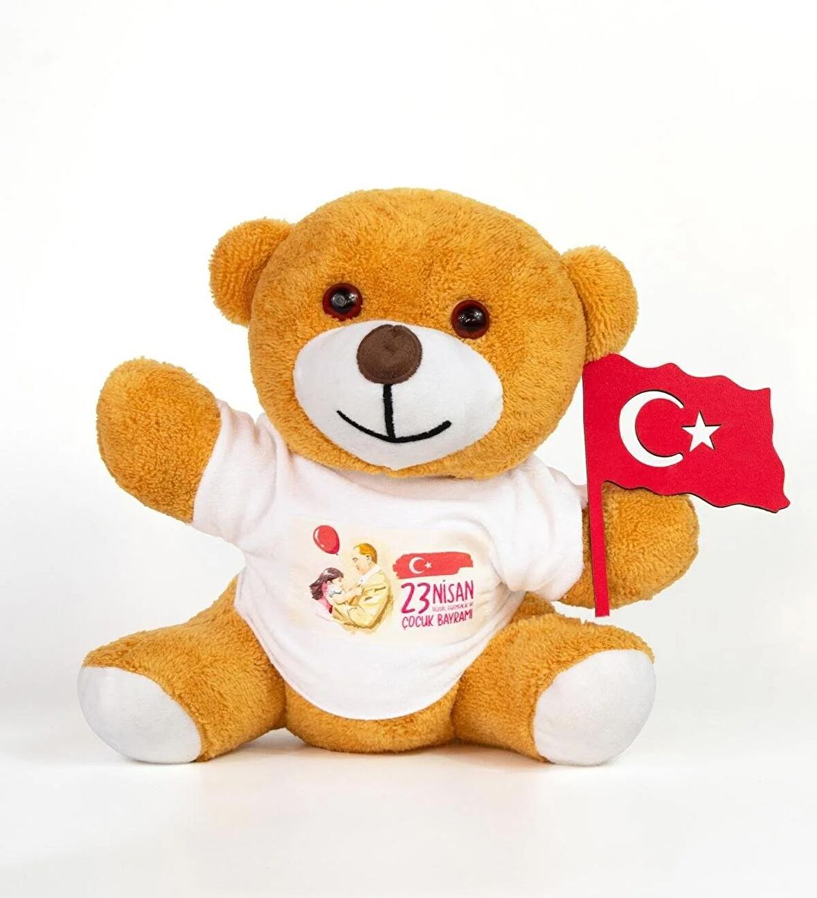 23 Nisan Kutlu Olsun Tişörtlü & Bayraklı Sevimli Ayıcık