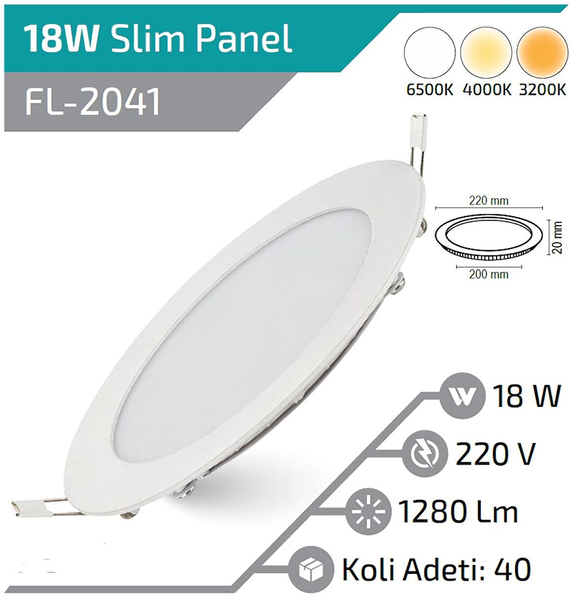 18W YUVARLAK LED PANEL BEYAZ IŞIK 6500K