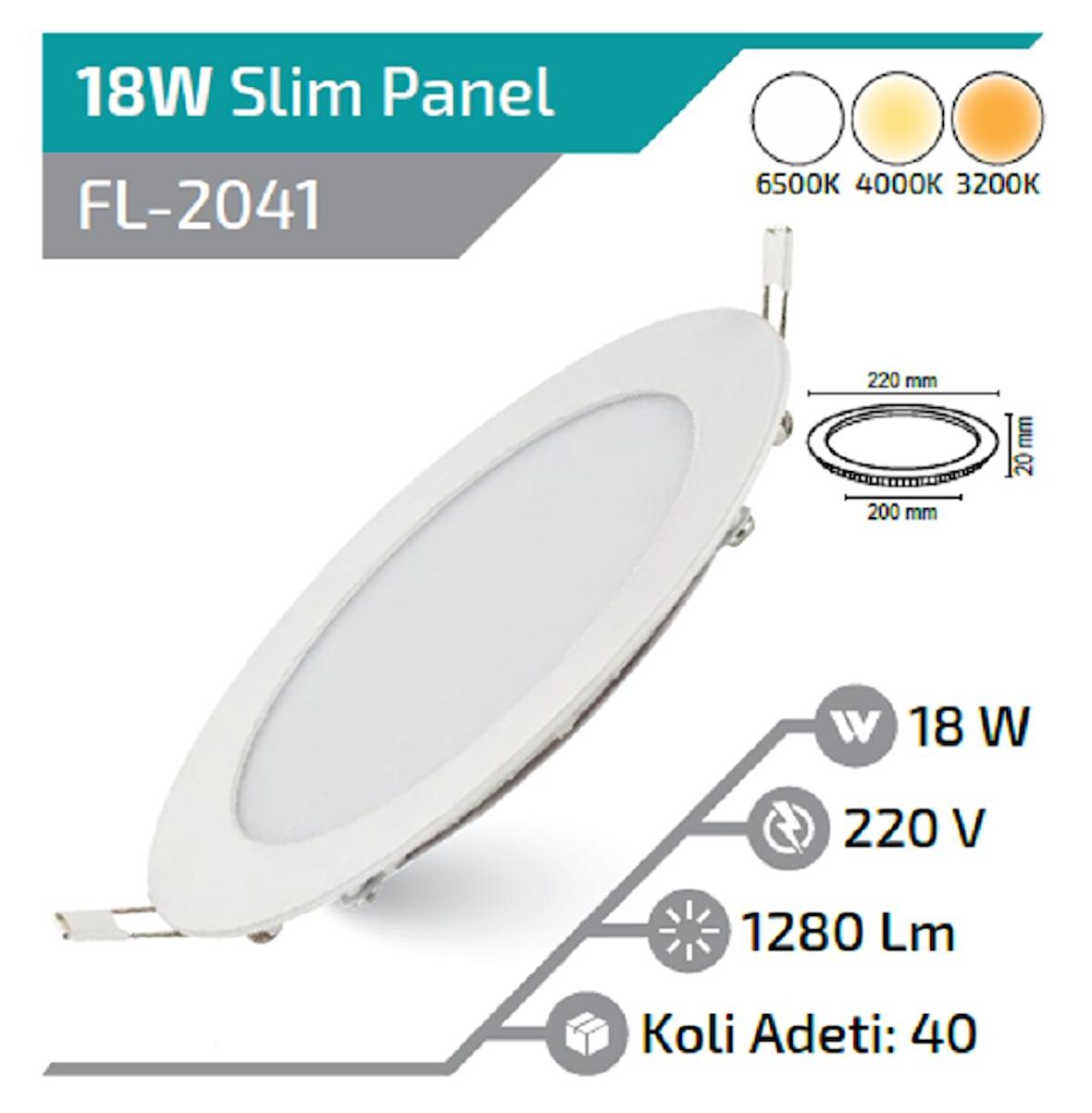 18W YUVARLAK LED PANEL ILIKBEYAZ 4000K