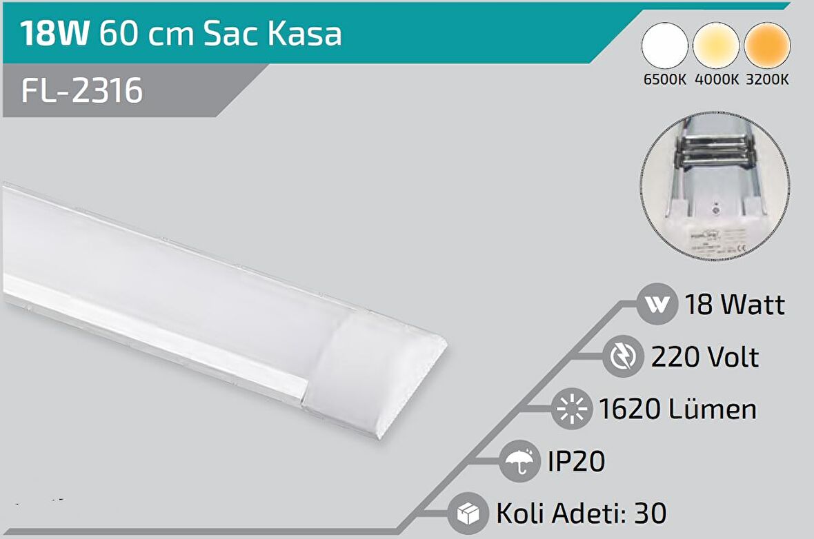 18W 60 CM LED BANT ARMATÜR BEYAZ IŞIK 6500K