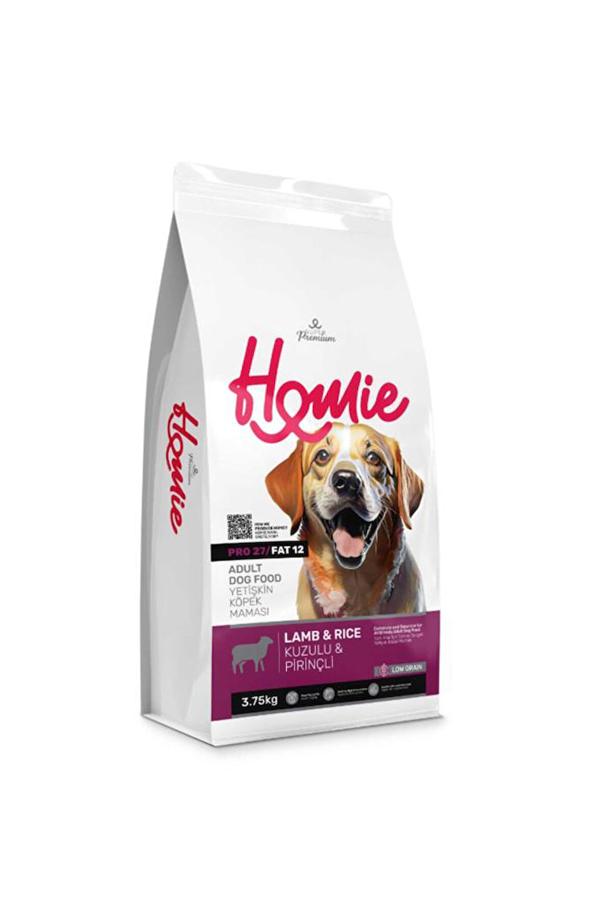 Homie Düşük Tahıllı Kuzulu ve Pirinçli Köpek Maması 3,75 Kg