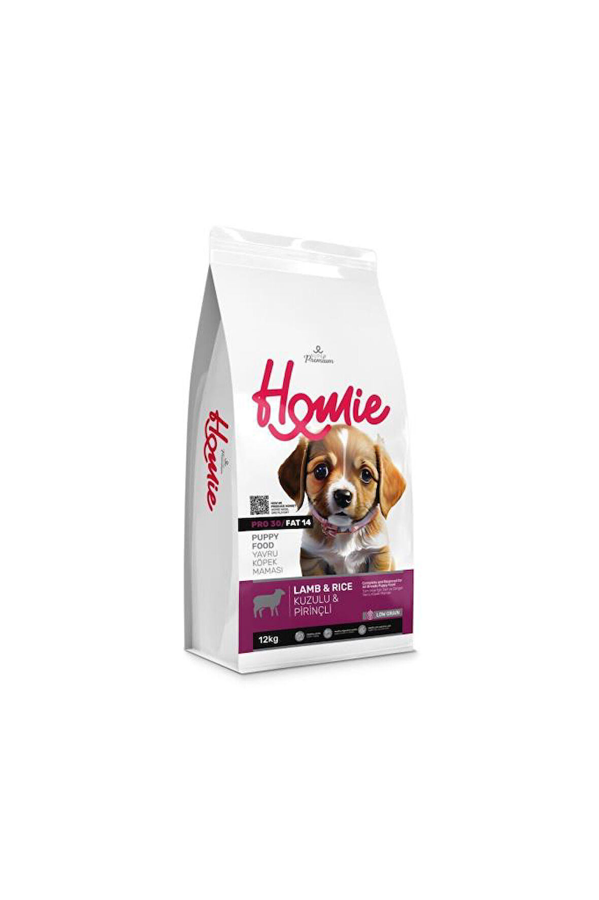 Homie Düşük Tahıllı Kuzulu ve Pirinçli Yavru Köpek Maması 12 Kg