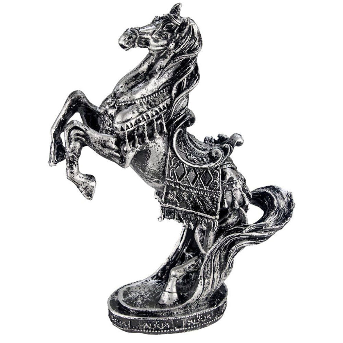Polyester Gümüş Şahlanan At Biblo 34 cm