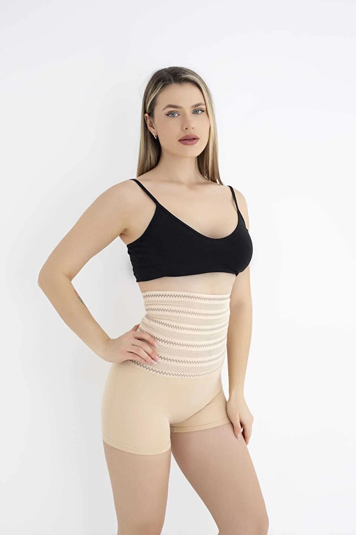 Yüksek Bel Lazer Kesim Şort Korse - Lohusa - Fit - Toparlayıcı