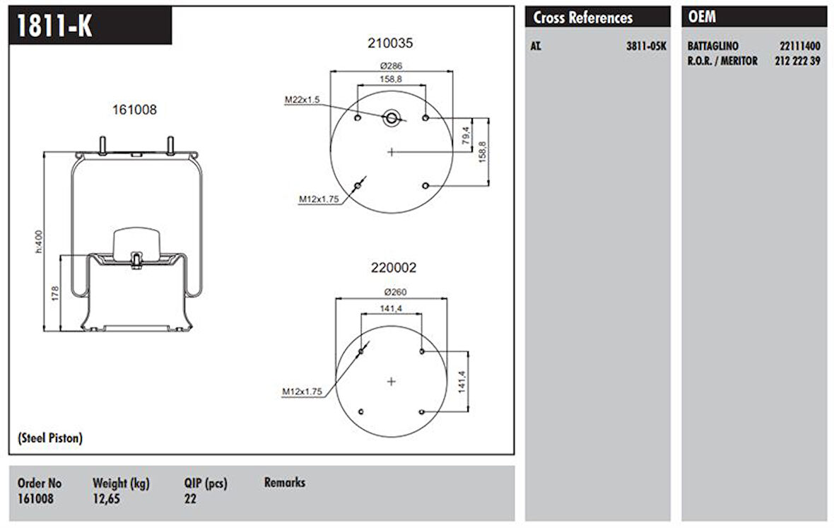 Daf Truck Komple Metal Pistonlu Daf Renault - Connect MD 1811-K