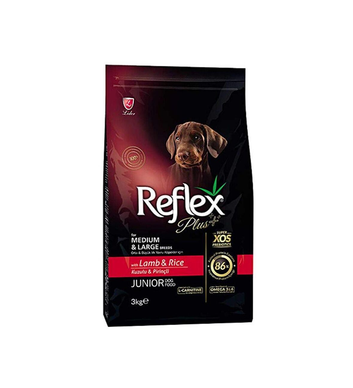 Reflex Plus Kuzu Etli-Pirinçli Orta - Büyük Irk Yavru Kuru Köpek Maması 3 kg