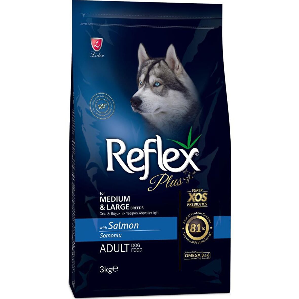 Reflex Plus Somonlu Orta - Büyük Irk Yetişkin Kuru Köpek Maması 3 kg