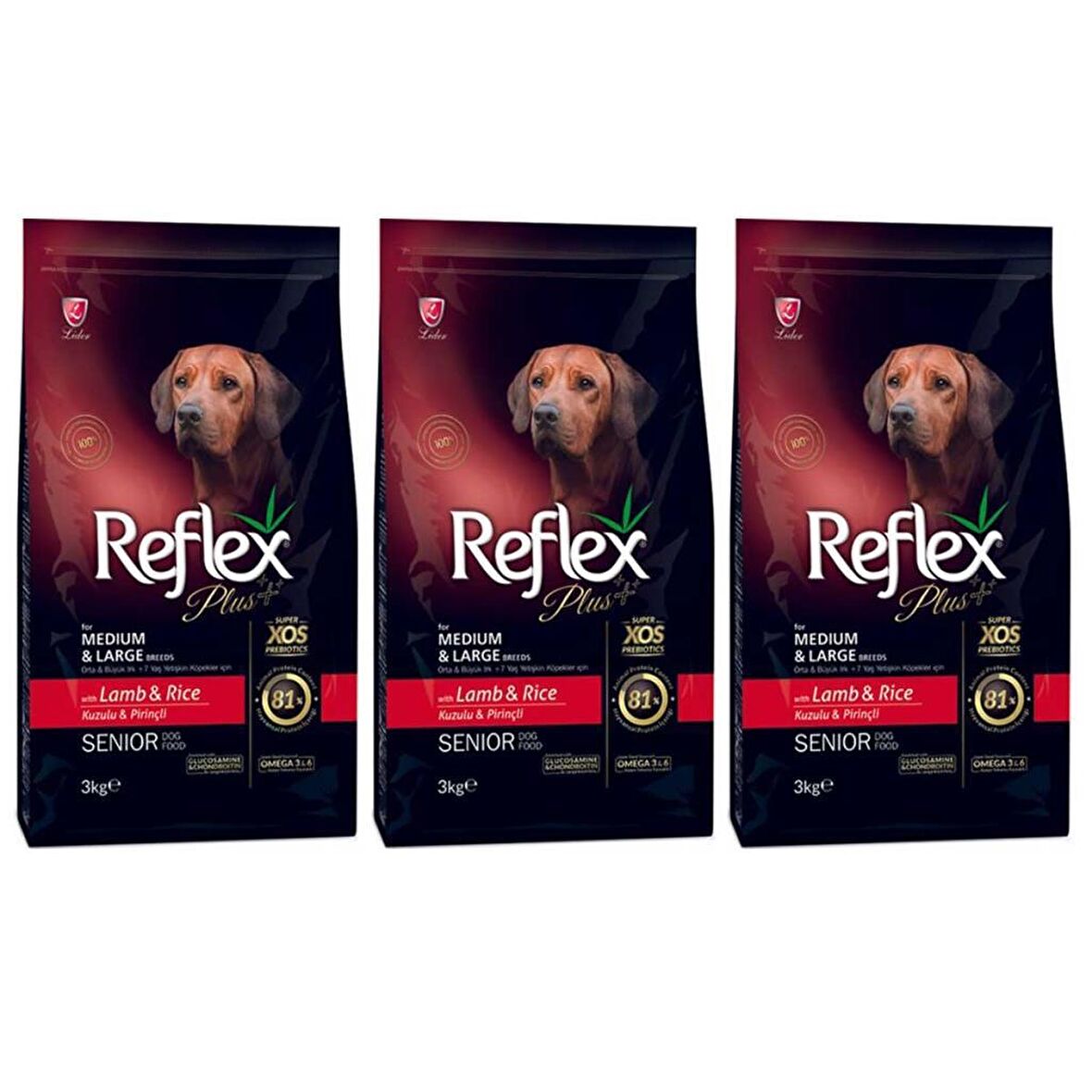 Reflex Plus Plus Kuzu Etli-Pirinçli Orta - Büyük Irk Yetişkin Kuru Köpek Maması 3 kg