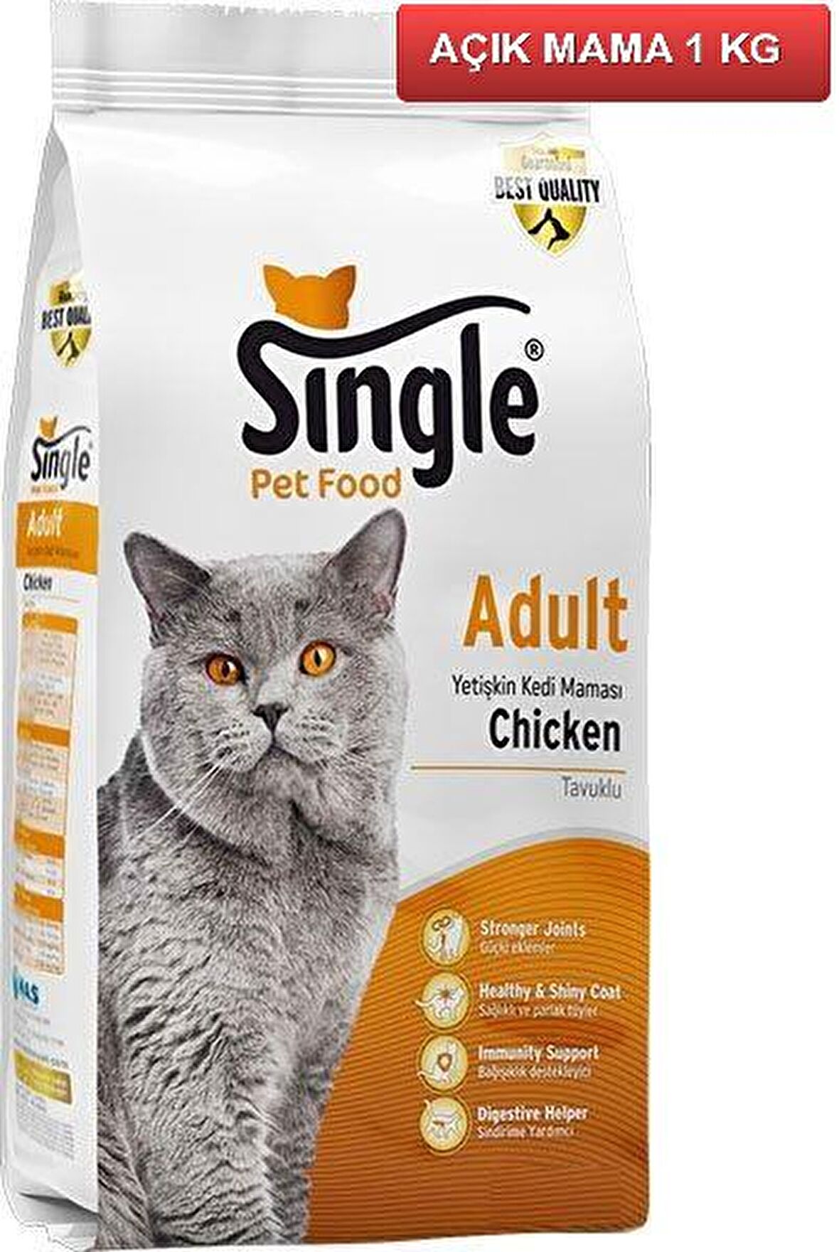 Single Yetişkin Tavuklu Kedi Maması 1 kg AÇIK