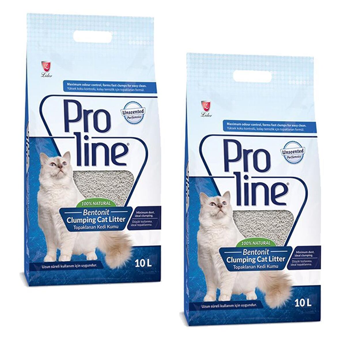 Pro Line Naturel Parfümsüz Kedi Kumu 10 Lt 2 Adet