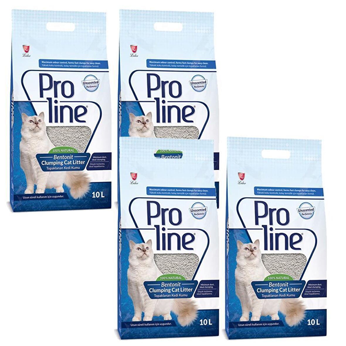 Pro Line Naturel Parfümsüz Kedi Kumu 10 Lt 4 Adet