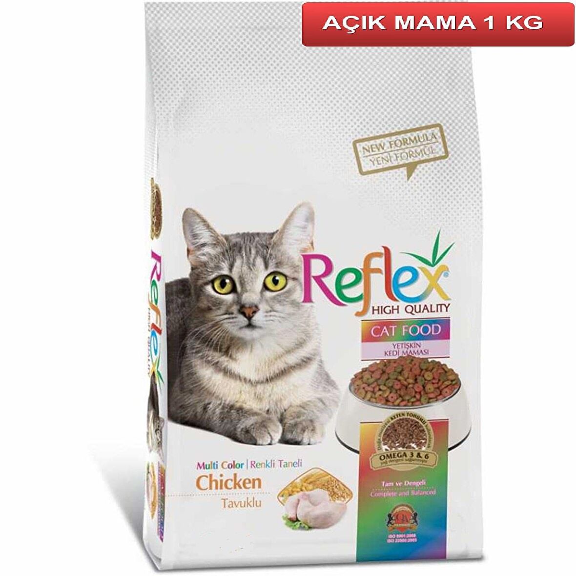 Reflex Multicolor Tavuklu Renkli Yetişkin Kedi Maması 1 kg AÇIK