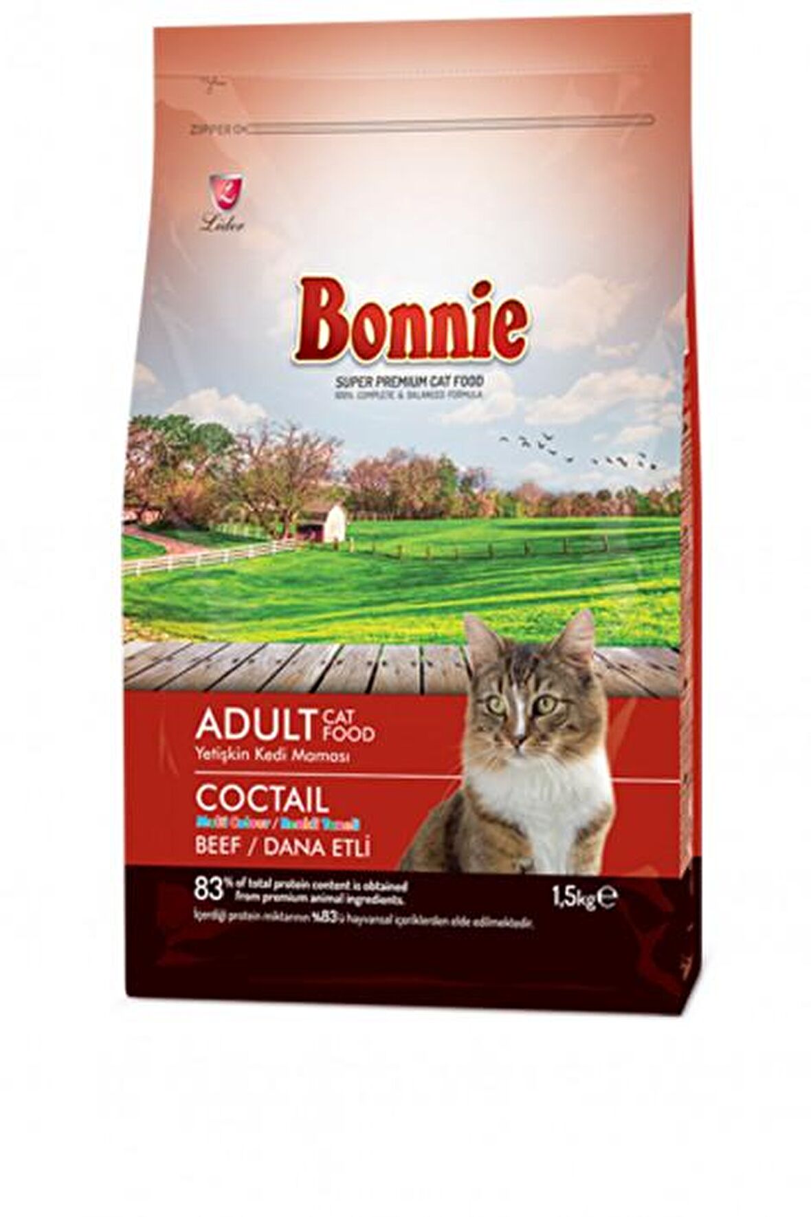 Bonnie Biftekli Multicolor Yetişkin Kedi Maması 1,5 Kg