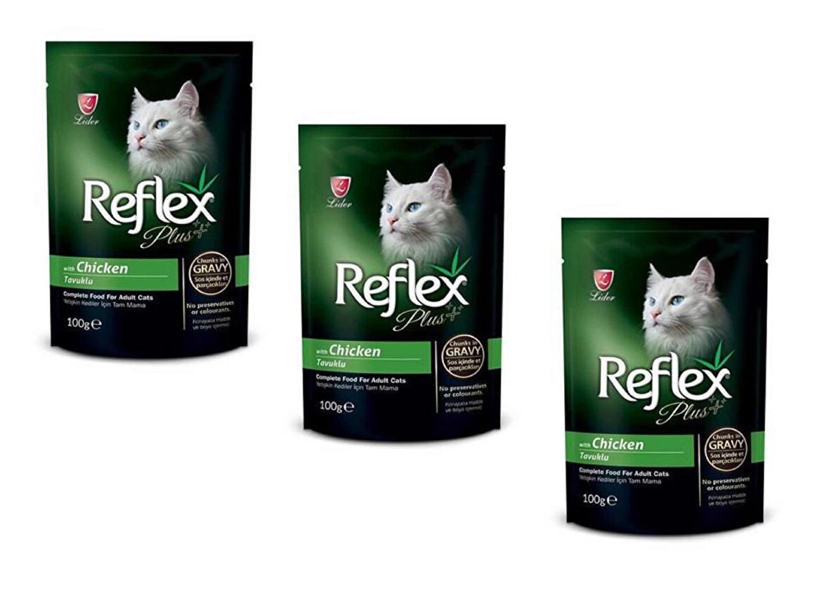 Reflex Plus Pouch Tavuklu Gravy Soslu Kedi Yaş Mama 100 Gr (3 ADET)