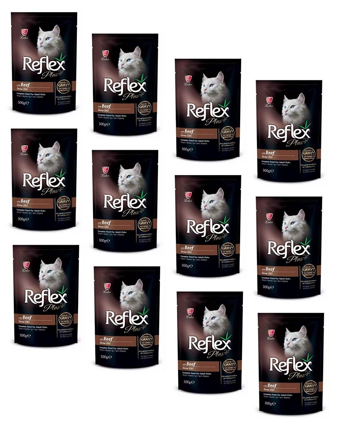 Reflex Plus Pouch Biftekli Gravy Soslu Kedi Yaş Mama 100 Gr (12 ADET)