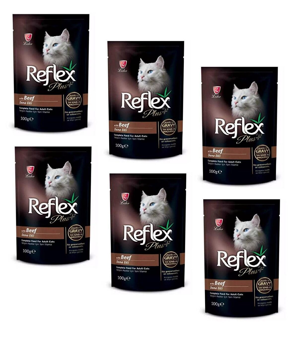 Reflex Plus Pouch Biftekli Gravy Soslu Kedi Yaş Mama 100 Gr (6 ADET)