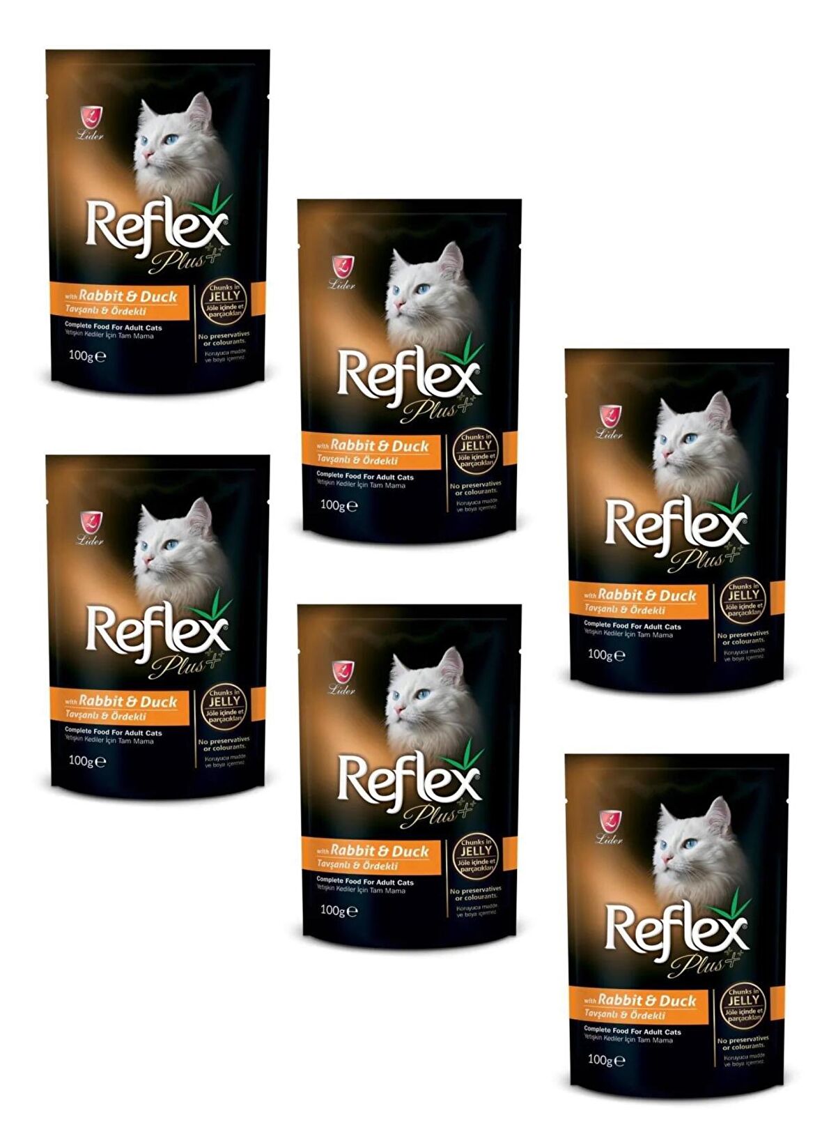 Reflex Plus Pouch Tavşan ve Ördekli Jöleli Kedi Yaş Mama 100 Gr (6 ADET)