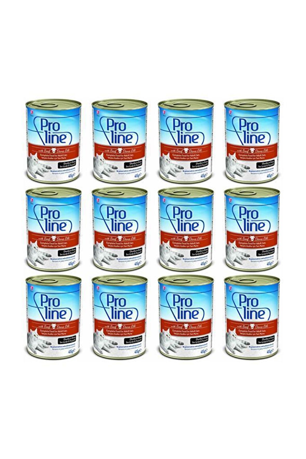 Pro Line Biftekli Et Parçacıklı Kedi Konservesi 415 Gr 12 Adet