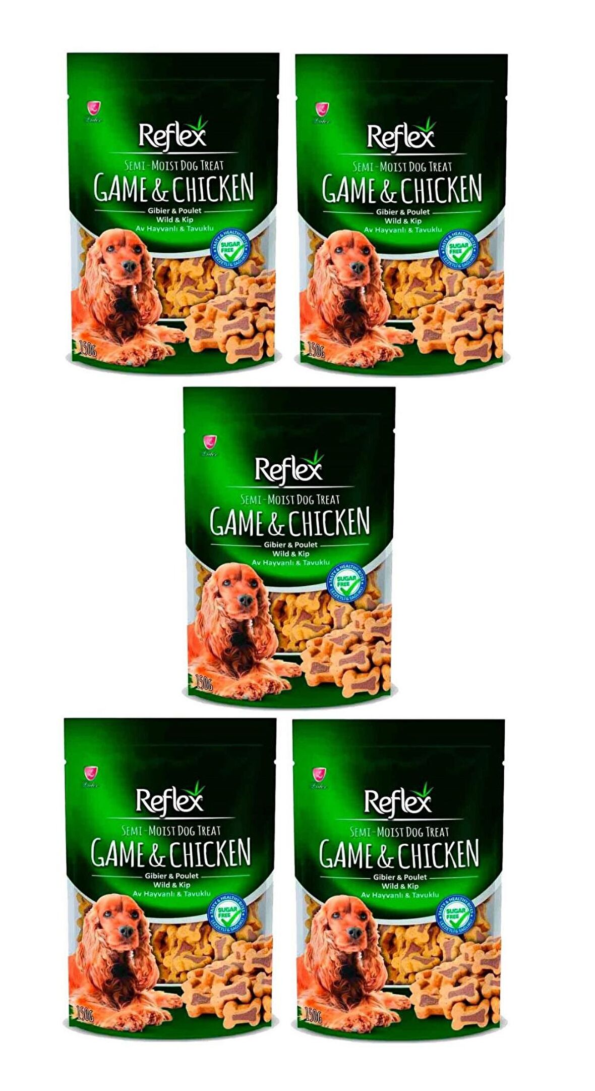 Reflex Semi-Moist Av Hayvanlı - Tavuklu Yetişkin Ödül Maması 5x150 gr 