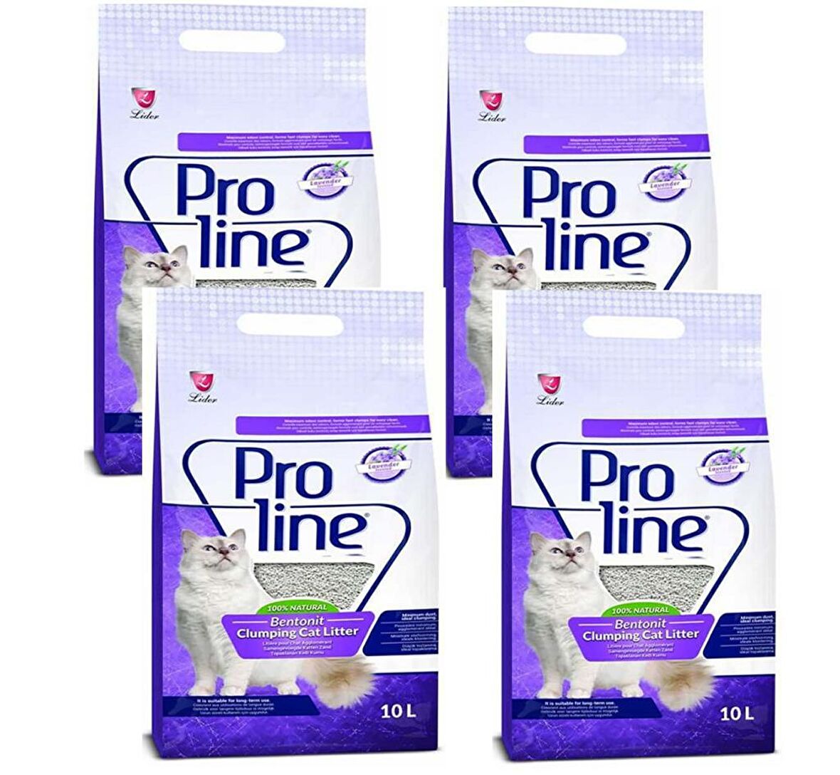 Pro Line Lavanta Kokulu Bentonit Kedi Kumu 10 Lt 4 Adet