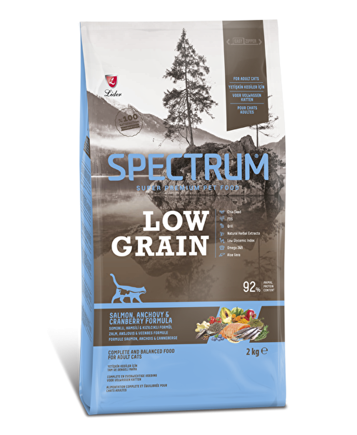 SPECTRUM LOW GRAIN SALMON&ANCHOVY FORMULA FOR ADULT CATS 36/16 2 KG