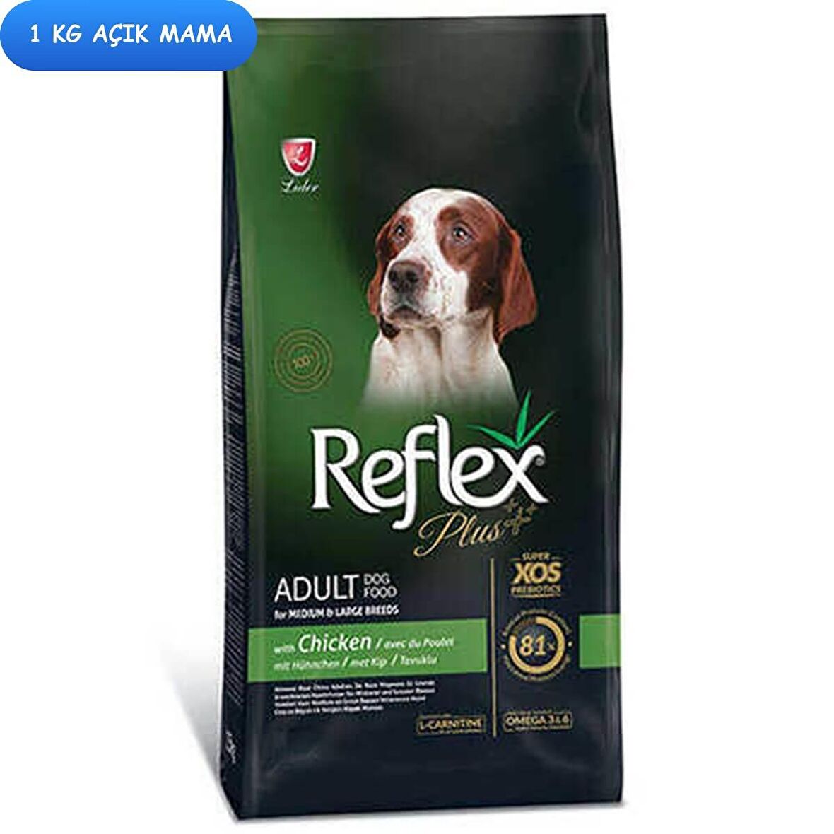 Reflex Plus Orta ve Büyük Irk Tavuklu Köpek Maması 1 Kg AÇIK