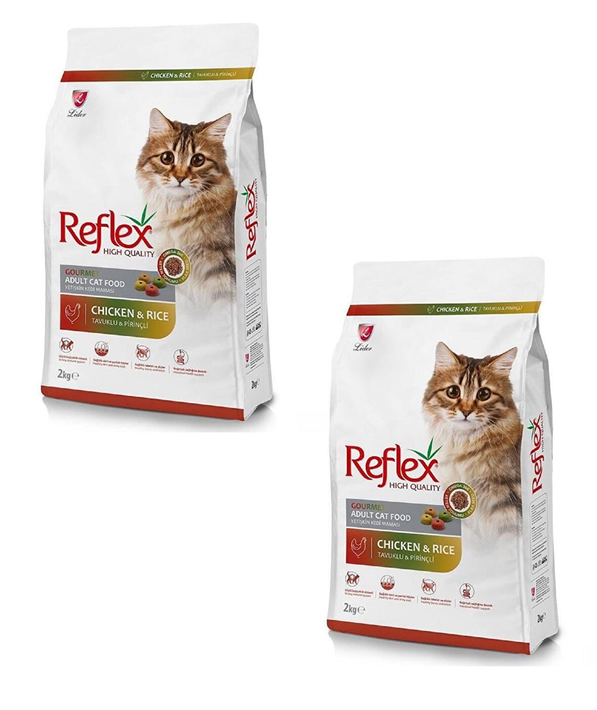 Reflex Multicolor Chicken Rice Tavuklu ve Pirinçli Yetişkin Kedi Maması 2 Kg (2 ADET)