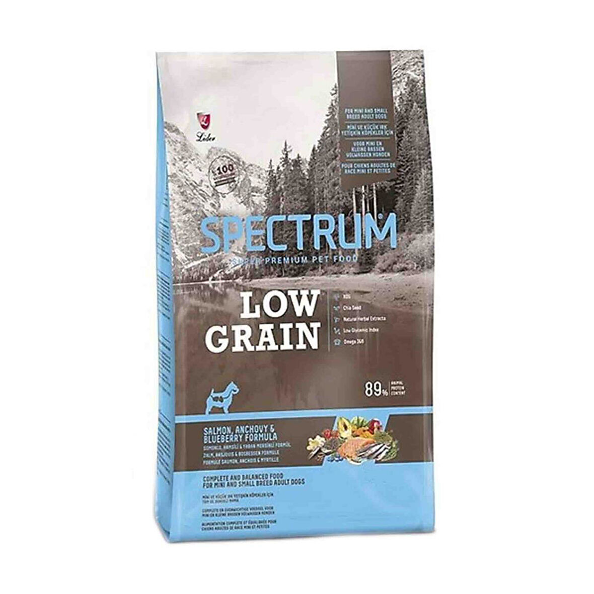 Spectrum Düşük Tahıllı Somonlu Hamsili ve Yaban Mersinli Küçük Irk Yetişkin Köpek Maması 2.5kg+750gr