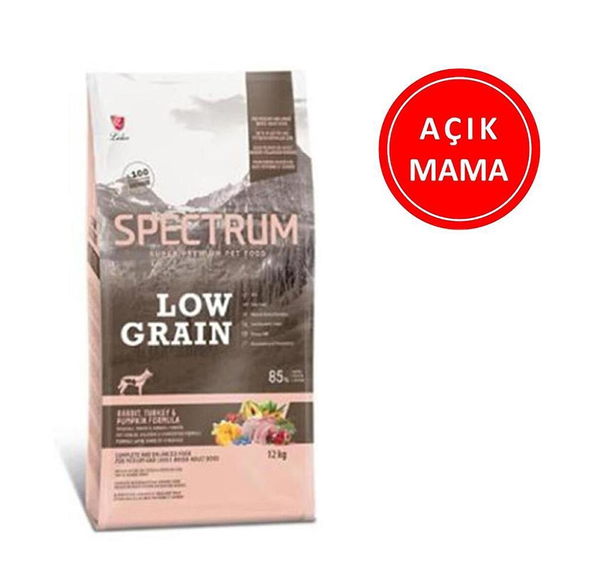 Spectrum Low Grain Hindi Tavşan ve Kabaklı Orta Irk Yetişkin Köpek Maması 1 Kg AÇIK