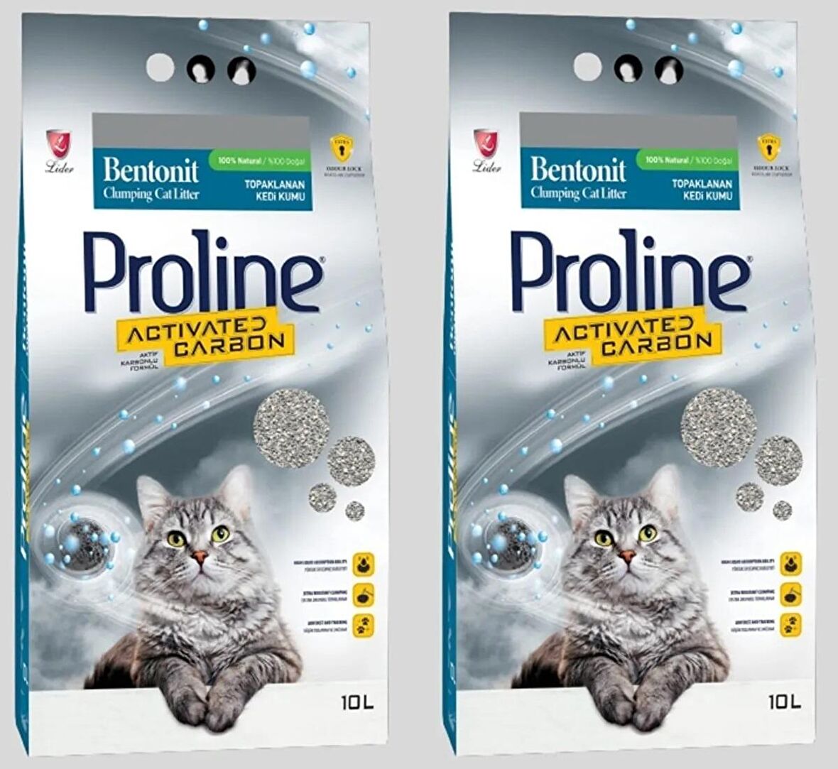 Pro Line Aktif Karbon Kedi Kumu 10 Lt X 2 Adet 