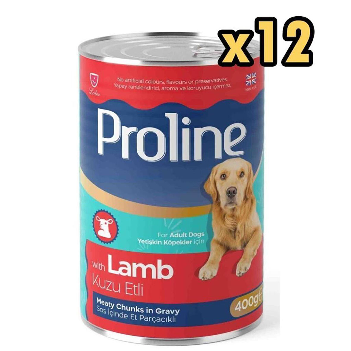 Proline Sos İçinde Parça Kuzu Etli Yetişkin Köpek Konservesi 400gr x 12 Adet