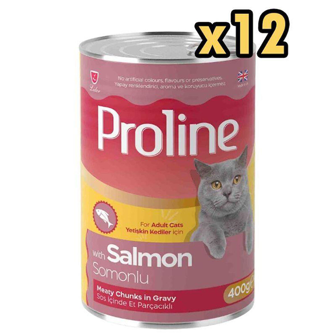 Proline Sos İçinde Parça Somon Etli Yetişkin Kedi Konservesi 400gr x 12 Adet