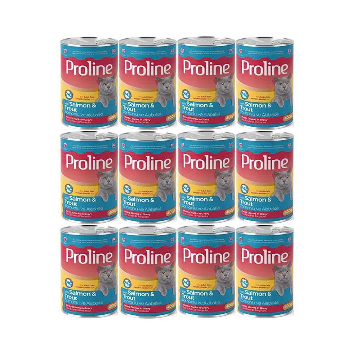 Proline Somonlu ve Alabalıklı Yetişkin Kedi Konservesi 400 Gr*12 Adet