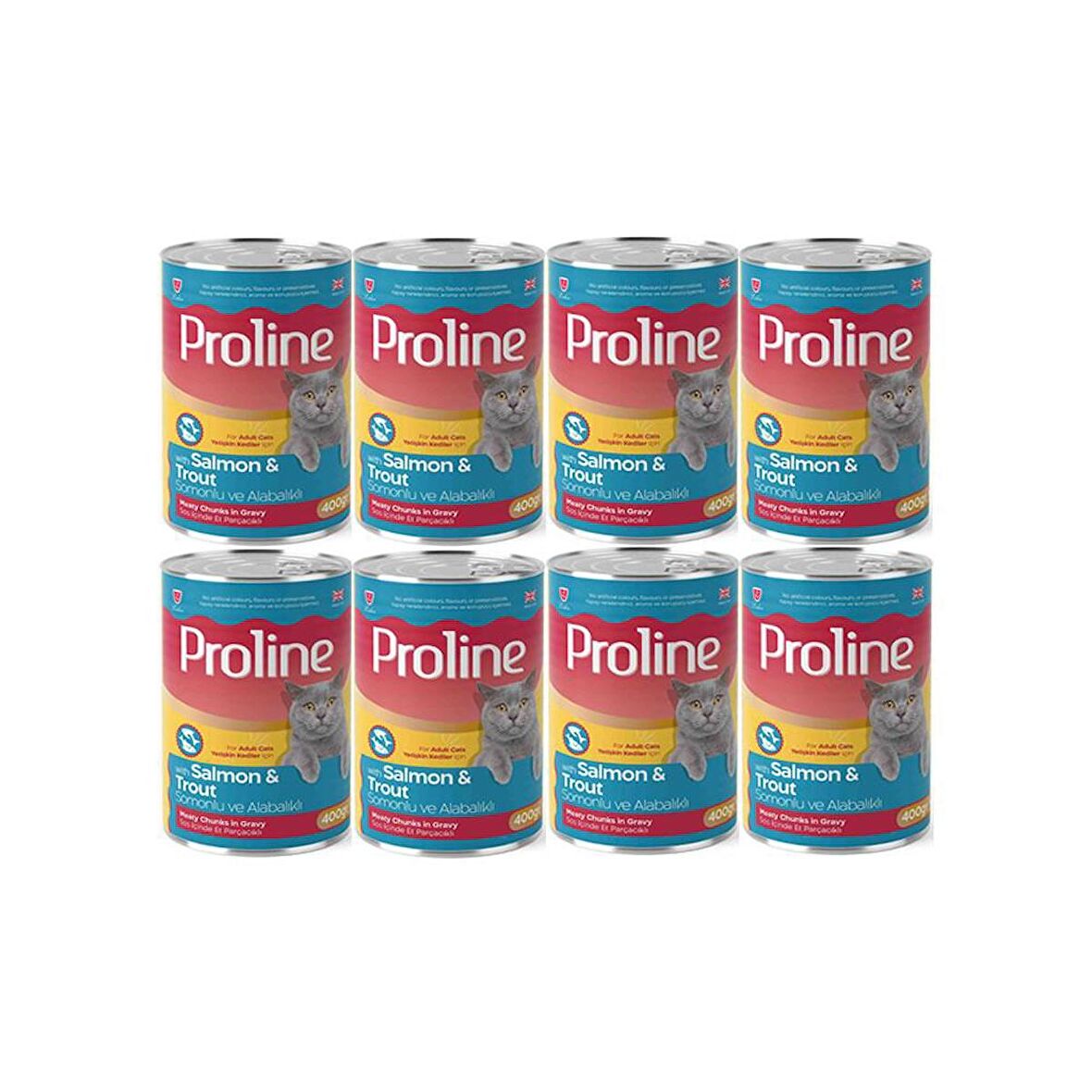 Proline Somonlu ve Alabalıklı Yetişkin Kedi Konservesi 400 Gr*8 Adet