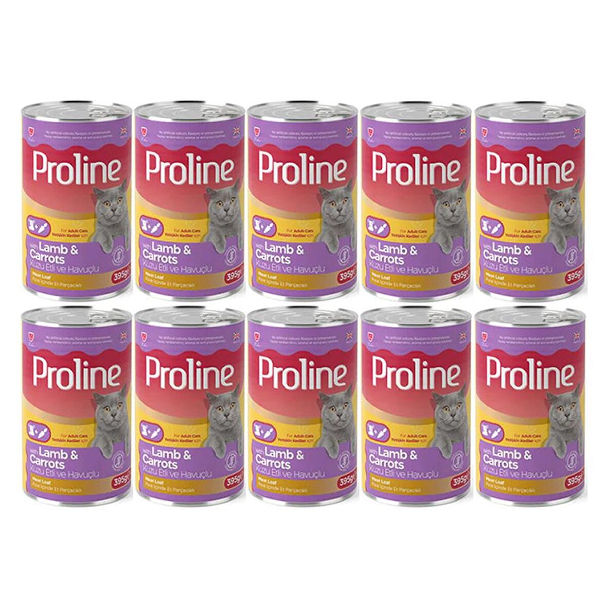 Proline Kuzu Etli ve Havuçlu Pate Et Parçalı Kedi Konservesi 395 Gr*10 Adet