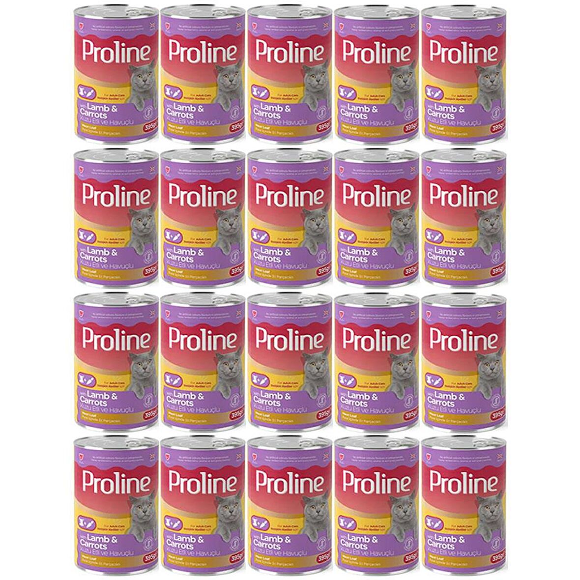 Proline Kuzu Etli ve Havuçlu Pate Et Parçalı Kedi Konservesi 395 Gr*20 Adet