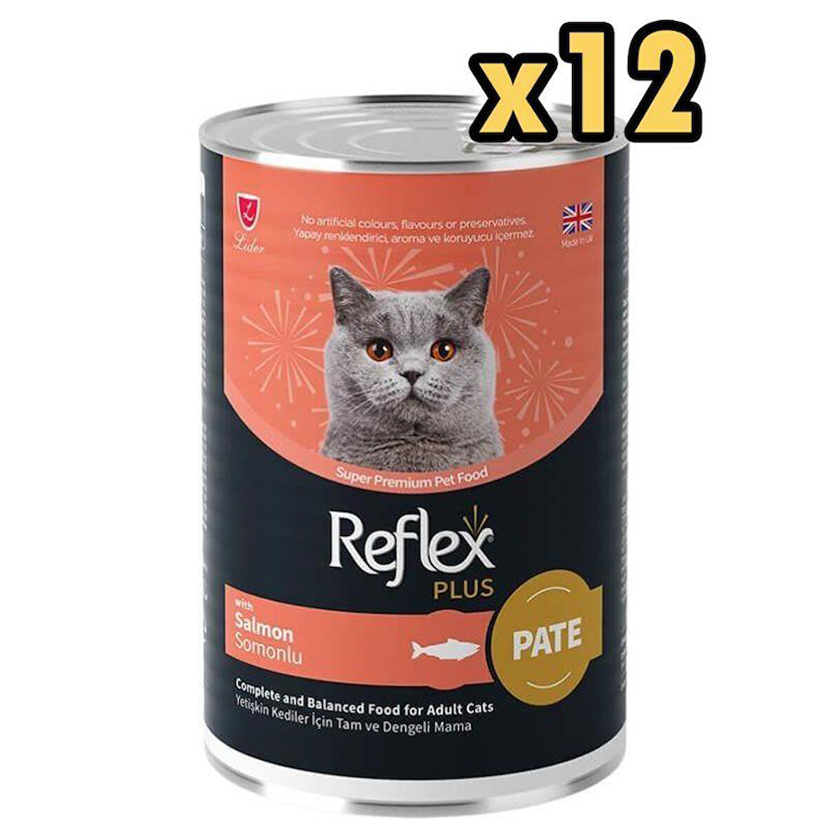 Reflex Plus Pate İçinde Parçacıklı Somonlu Yetişkin Kedi Konservesi 395 Gr x 12 Adet