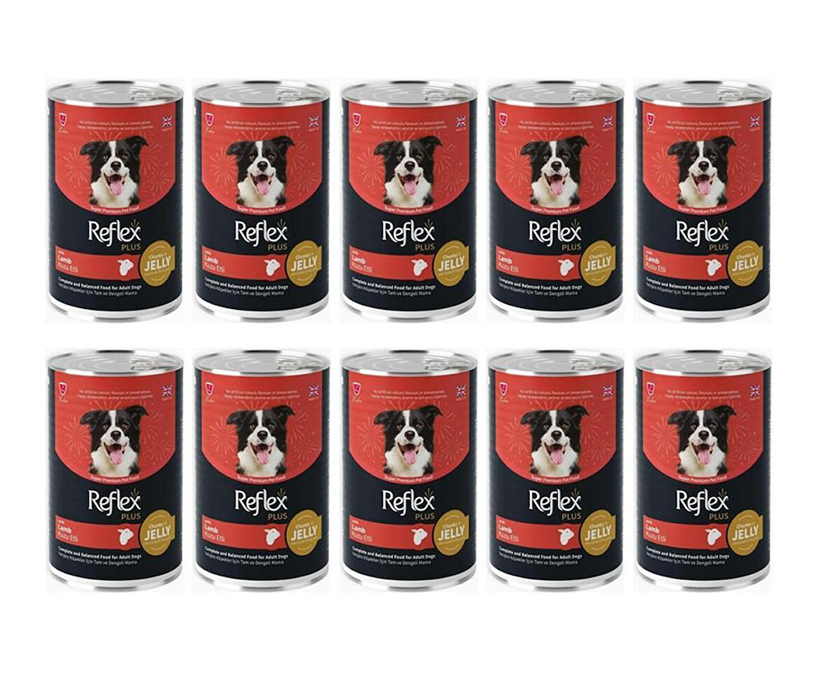 Reflex Plus Jöle İçinde Et Parçacıklı Kuzu Etli Yetişkin Köpek Maması 400 Gr*10 Adet
