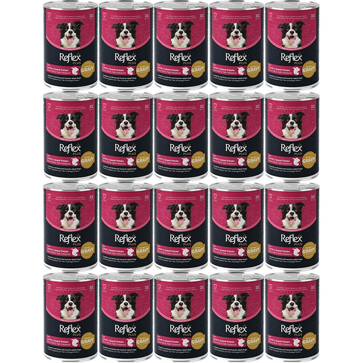 Reflex Plus Kuzu ve Tatlı Patates Et Parçacıklı Soslu Köpek Konservesi 400 Gr*20 Adet