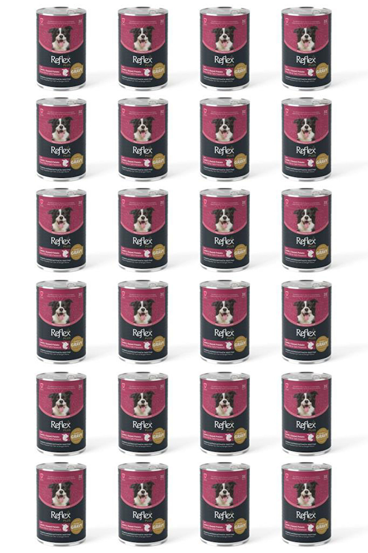 Reflex Plus Kuzu ve Tatlı Patates Et Parçacıklı Soslu Köpek Konservesi 400 Gr*24 Adet