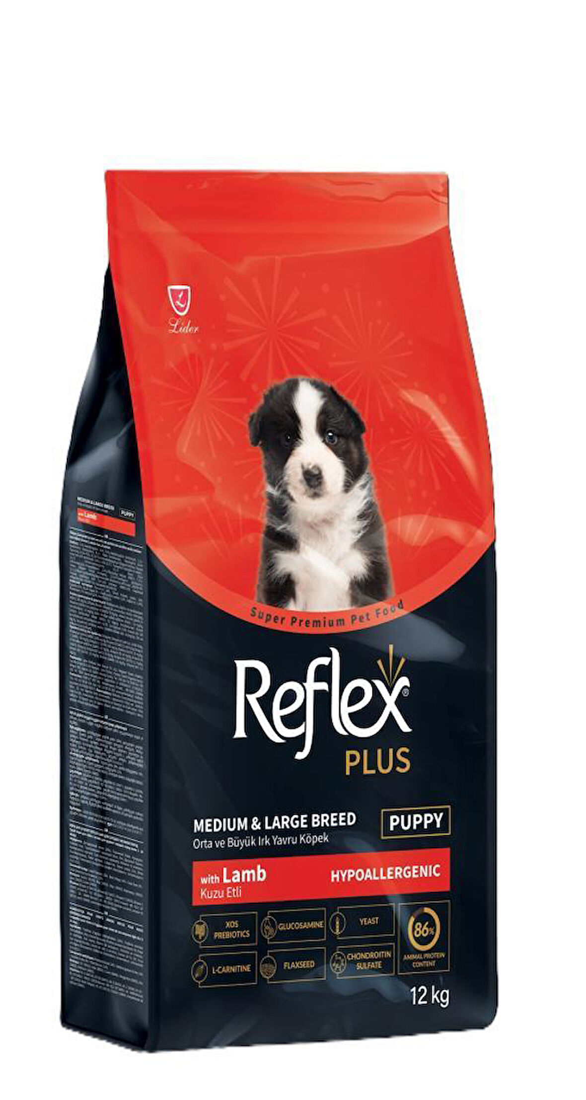 Reflex Plus Kuzu Etli Orta ve Büyük Irk Yavru Köpek Maması 12 Kg