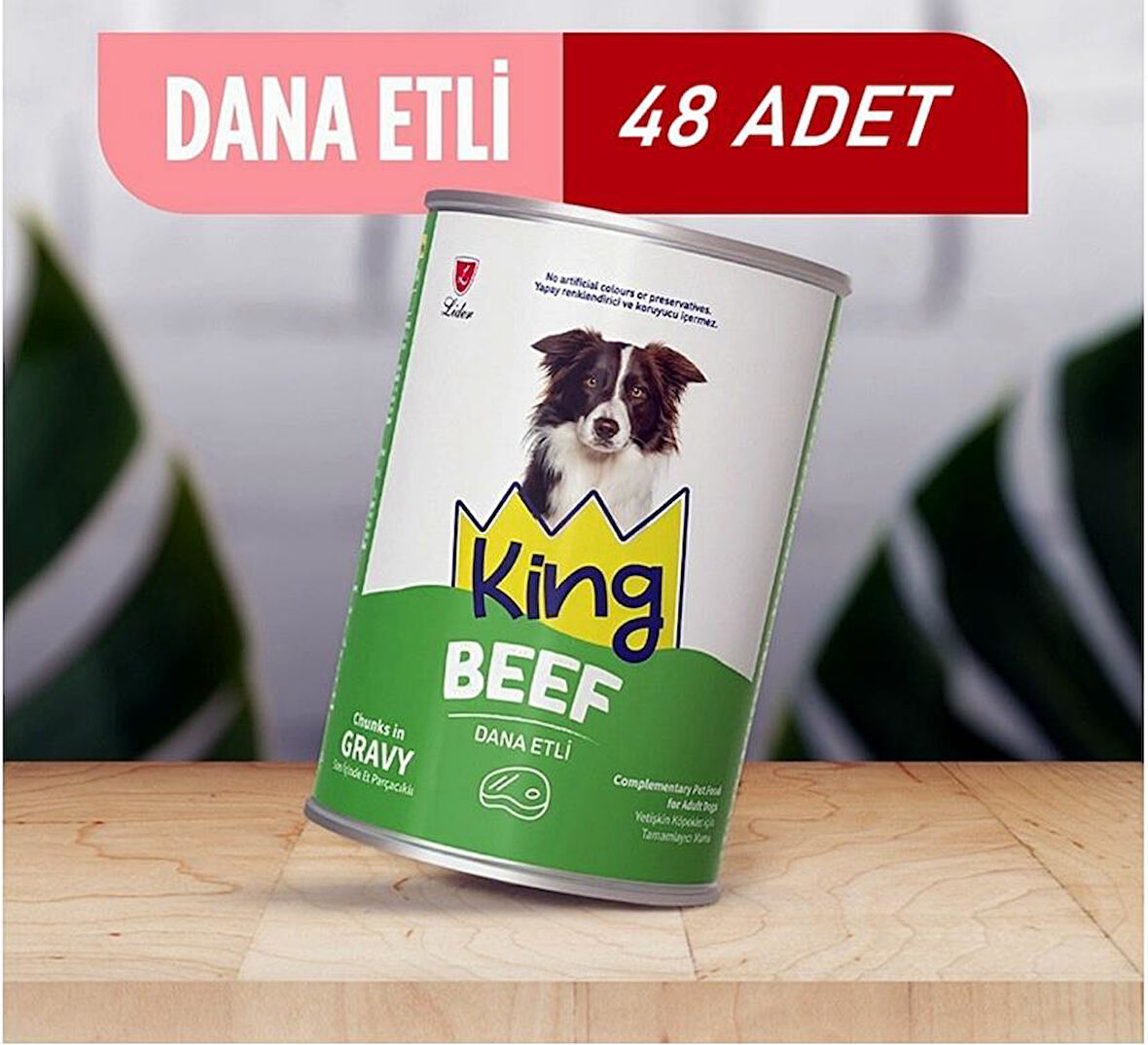 King Sos İçerisinde Et Parçacıklı Dana Etli Köpek Konservesi 400 Gr*48 ADET