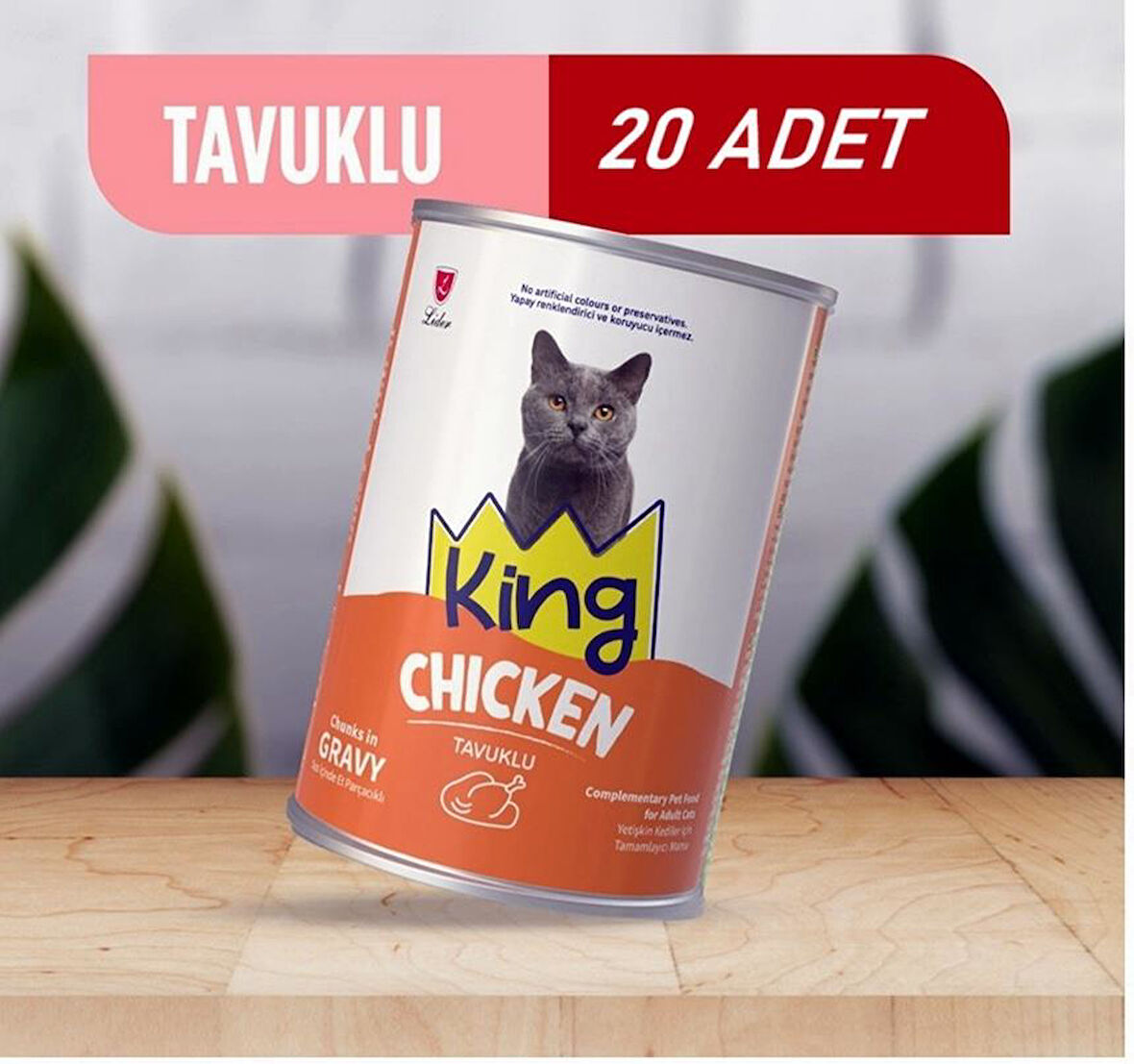 King Sos İçerisinde Et Parçacıklı Tavuklu Kedi Konservesi 400 Gr*20 ADET