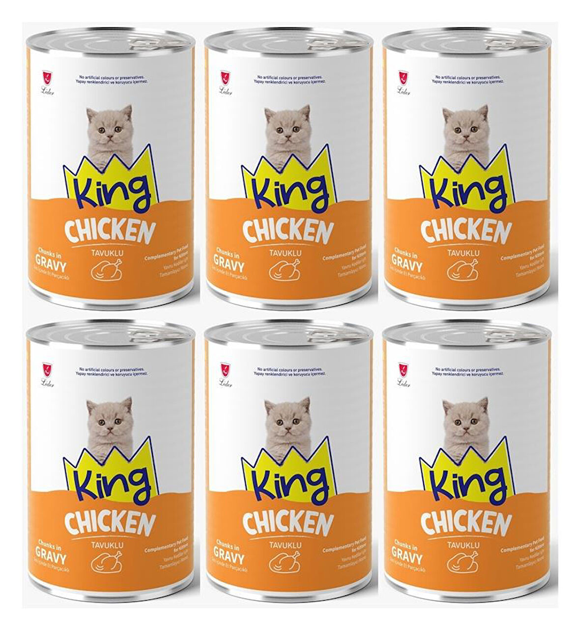 King Et Parçacıklı Tavuklu Yavru Kedi Konserve 400 Gr*6 ADET