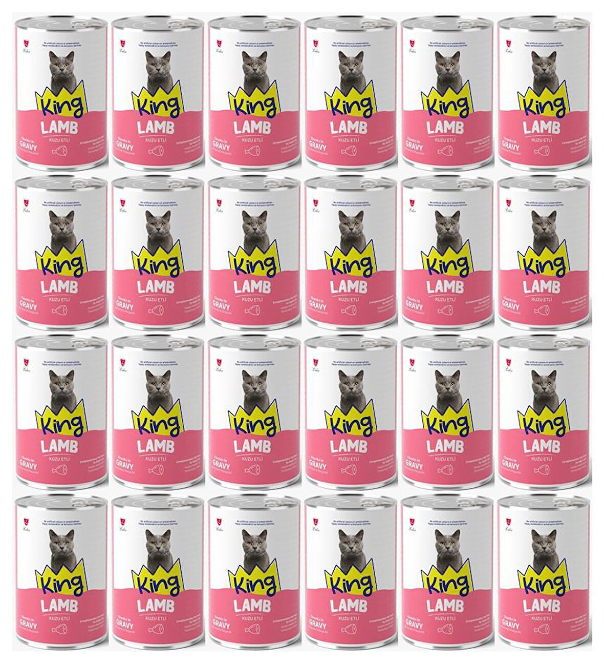 King Et Parçacıklı Kuzu Etli Yetişkin Kedi Konserve 400 Gr*24 ADET