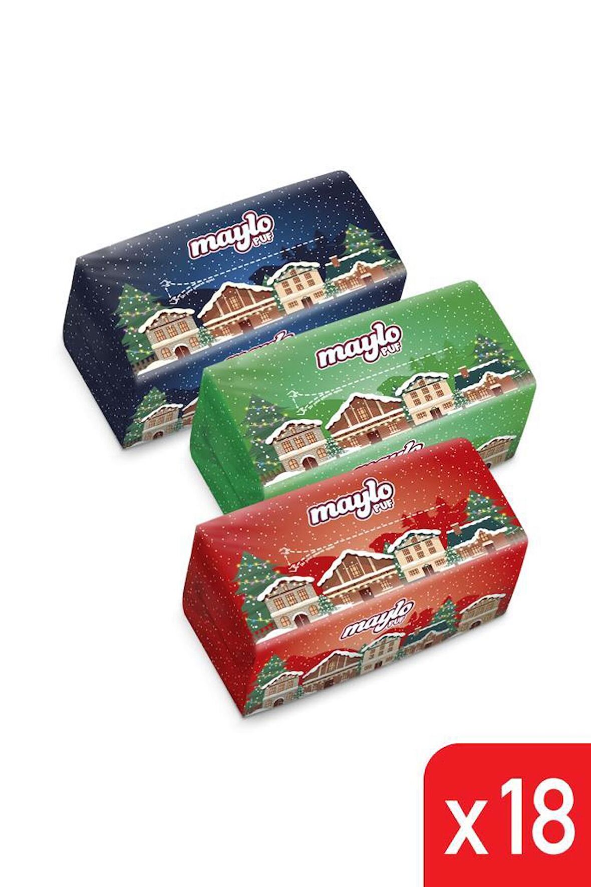 Maylo Kış Serisi Puf Mendil 150 li 18 Paket