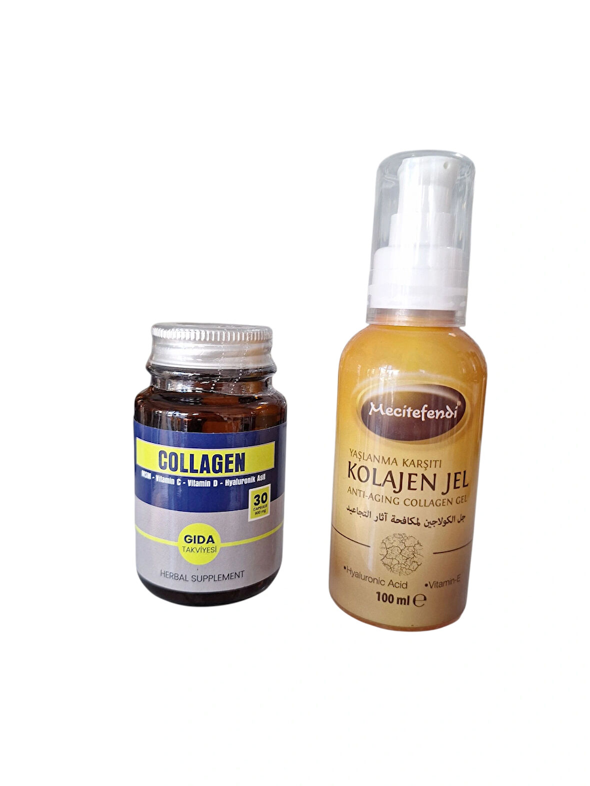 Colajen kapsül 30 x 900 mg + Kolajen Jel anti aging 100 ml Yaşlanma karşıtı kollajen seti