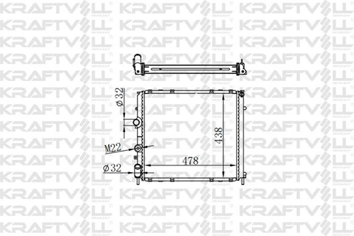 Renault Motor Radyatoru Kangoo 1,5dci / 1,9 Express 1,9 F8q Klimasız (478*438*32) Brazıng (mt) - Kraftvoll 08040074