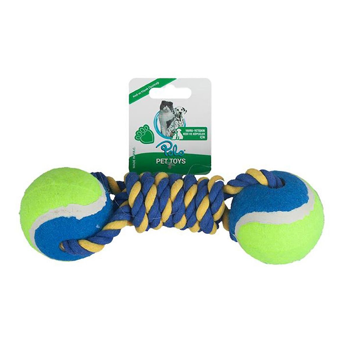 Polo İpli Oyuncak Çift Toplu Sargı Mavi Sari 22Cm